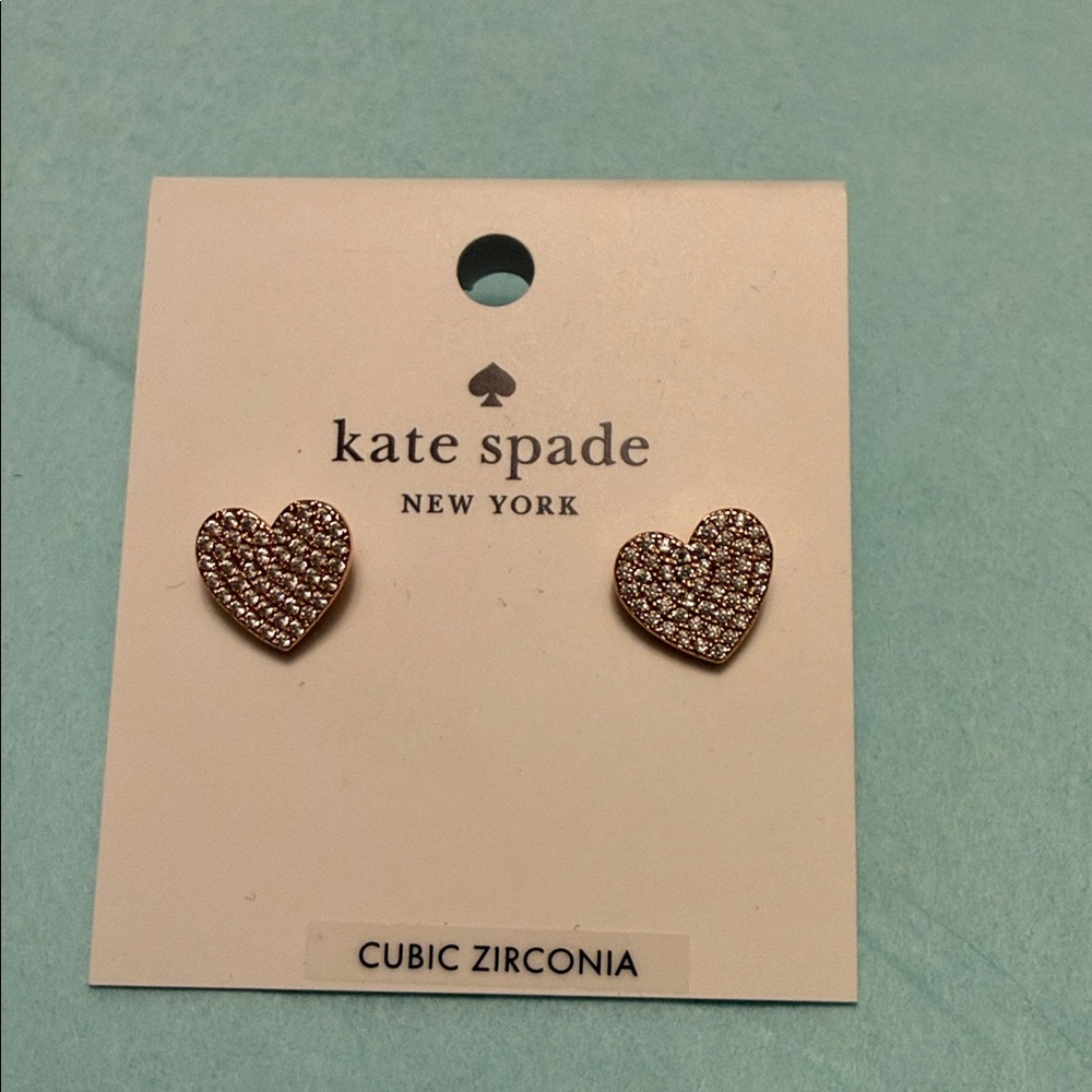 Kate Spade Rose Gold Glittering Heart Stud Earrings